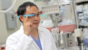 Dr. Peter Chai, a medical toxicology fellow at UMass Medical School, helps conduct research on the use of Google Glass for remote toxicology consultations.